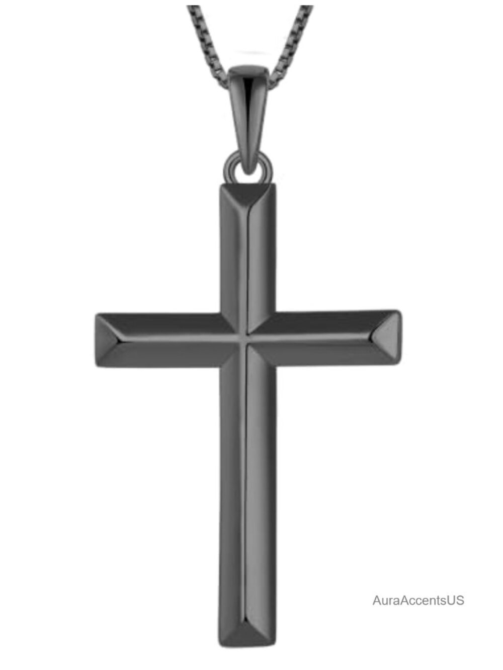 Sterling Silver Cross Necklace High Polished Pendant 18+2" Box Chain
